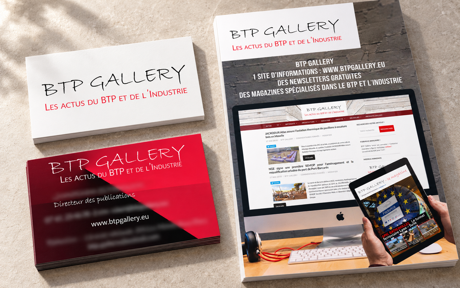 Flyer et carte de visite réalisés pour BTP Gallery