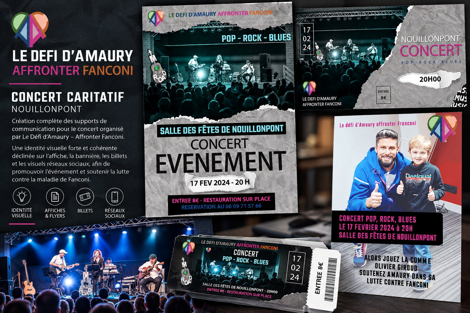 Supports graphiques du concert Le Défi d’Amaury – Affronter Fanconi