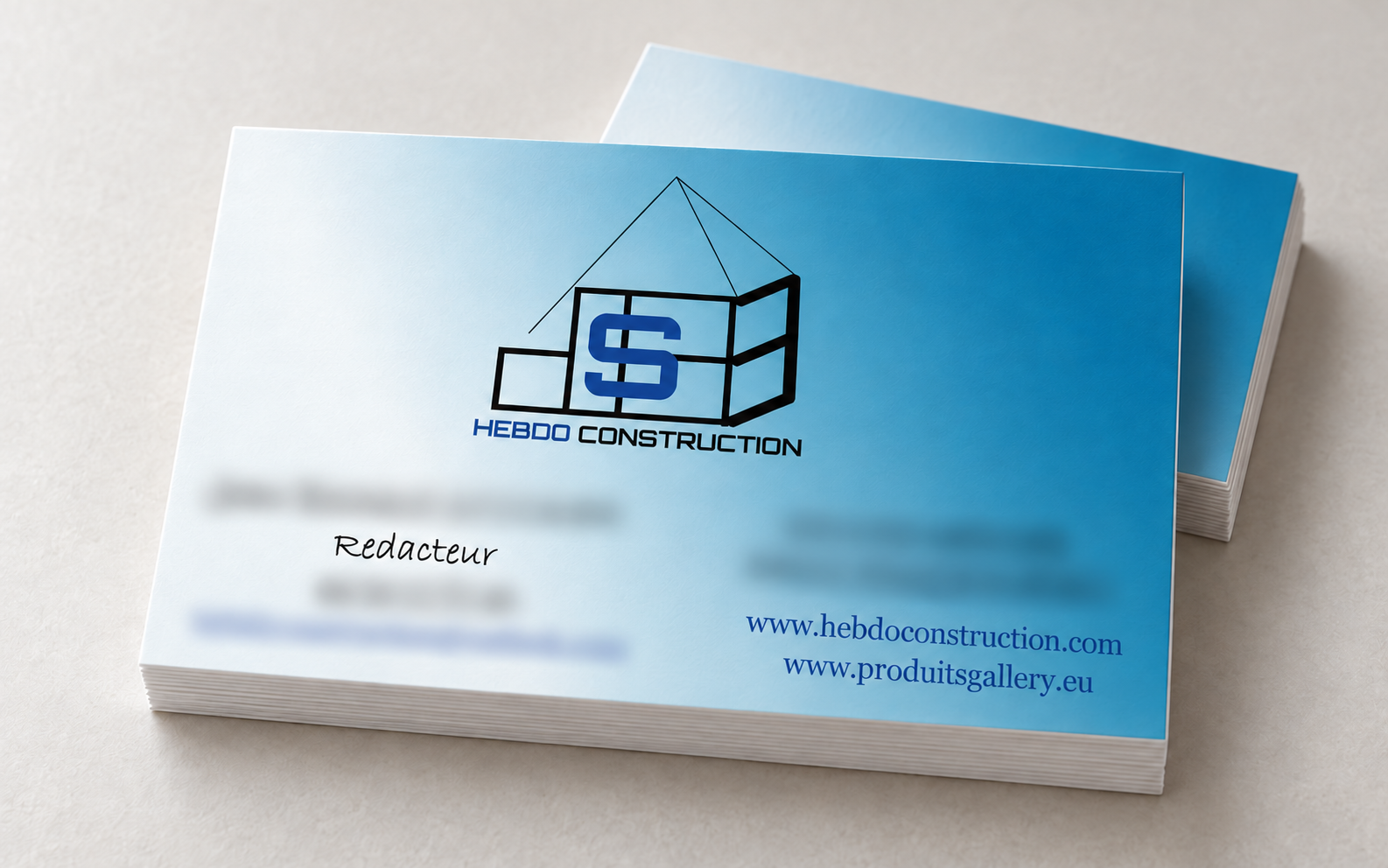 Carte de visite réalisée pour Hebdo Construction